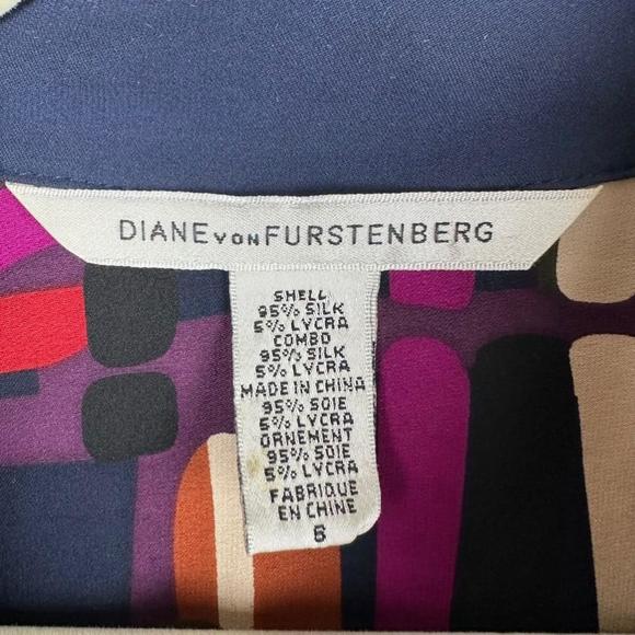 Women's Diane von Furstenberg Blue and Red Shirt Dress Size 8 - Picture 3 of 5